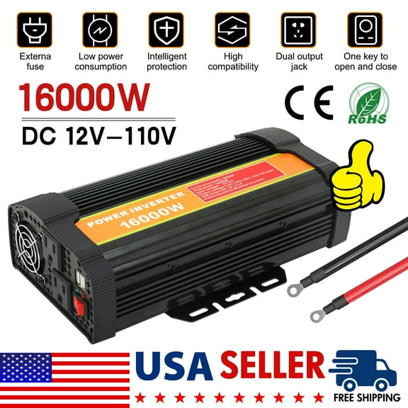 Inverter 16000W Car Power Inverter 12v DC to 110v AC Converter,12 Volt Inverter with LCD Screen Display,Battery Inverter for Vehicles