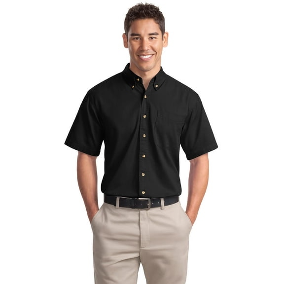 Port Authority S500T Short Sleeve Twill Shirt, Mens Casual Button Down Shirts