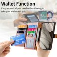 thumbnail image 4 of For Google Pixel 8 Leather Phone Case Wallet Zipper Pocket Pouch Folio Flip Cover Kickstand, Multi Anti-theft Card Holder Cash Slot, Double Magnetic Buckle, Wrist Lanyard,Pink,For Google Pixel 8, 4 of 12