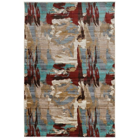 Riverbay Furniture Transitional Polypropylene 5'x8' Rug in Beige and Teal