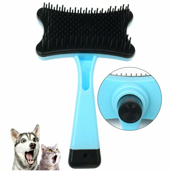ACDANC Cat Brush for Shedding,Self Cleaning Deshedding Dog Brush,For Long/Short Hair Dog Brush,Blue
