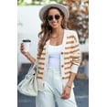 thumbnail image 6 of SHEWIN Striped Sweates Plus Size Cardigans for Women Casual Button Down V Neck Cute Cropped Outerwear Coats Apricot Stripe, 6 of 9