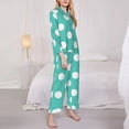 thumbnail image 3 of Balery Teal Turquoise And White Polka Dot Conjunto de Pijama con Estampado para Mujer, Conjunto de Dos Piezas con Manga Larga, Ropa de Dormir Suave con Bolsillos, Pijamas Cómodos-Small, 3 of 7