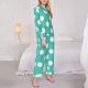 thumbnail image 3 of Balery Teal Turquoise And White Polka Dot Conjunto de Pijama con Estampado para Mujer, Conjunto de Dos Piezas con Manga Larga, Ropa de Dormir Suave con Bolsillos, Pijamas Cómodos-XX-Large, 3 of 7