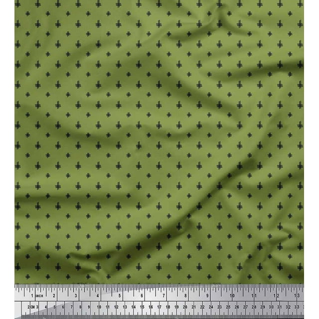 Soimoi Cotton Voile Fabric Hash Sign Geometric Printed Fabric 1 Yard 42 Inch Wide