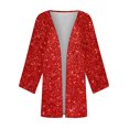 thumbnail image 4 of Oplxuo Cardigans for Women Shiny Sparkle Sequins Printed Casual Long Sleeve Kimono Loose Cover Ups Open Front Blouse Tops, 4 of 4