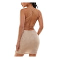 thumbnail image 2 of B DARLIN Womens Beige Glitter Ruched Slitted Lined Open Back Pullover Spaghetti Strap Cowl Neck Mini Party Body Con Dress XXL, 2 of 4