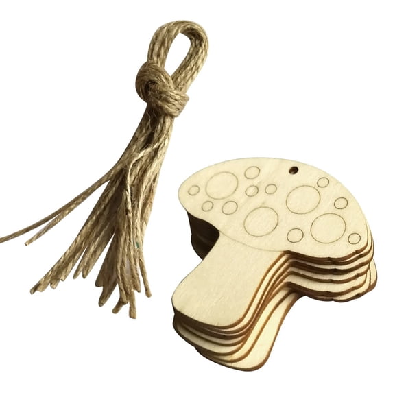 10pcs Wooden Mushroom Cutout Hanging Decor Embellishments Wood Craft Hanging Decor Embellishments