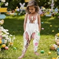 thumbnail image 7 of ITSAME Easter Toddler Girls Jumpsuit, Spaghetti Strap Backless Cute Bunny Print Holiday Casual Fashion Romper Beige 5T, 7 of 7