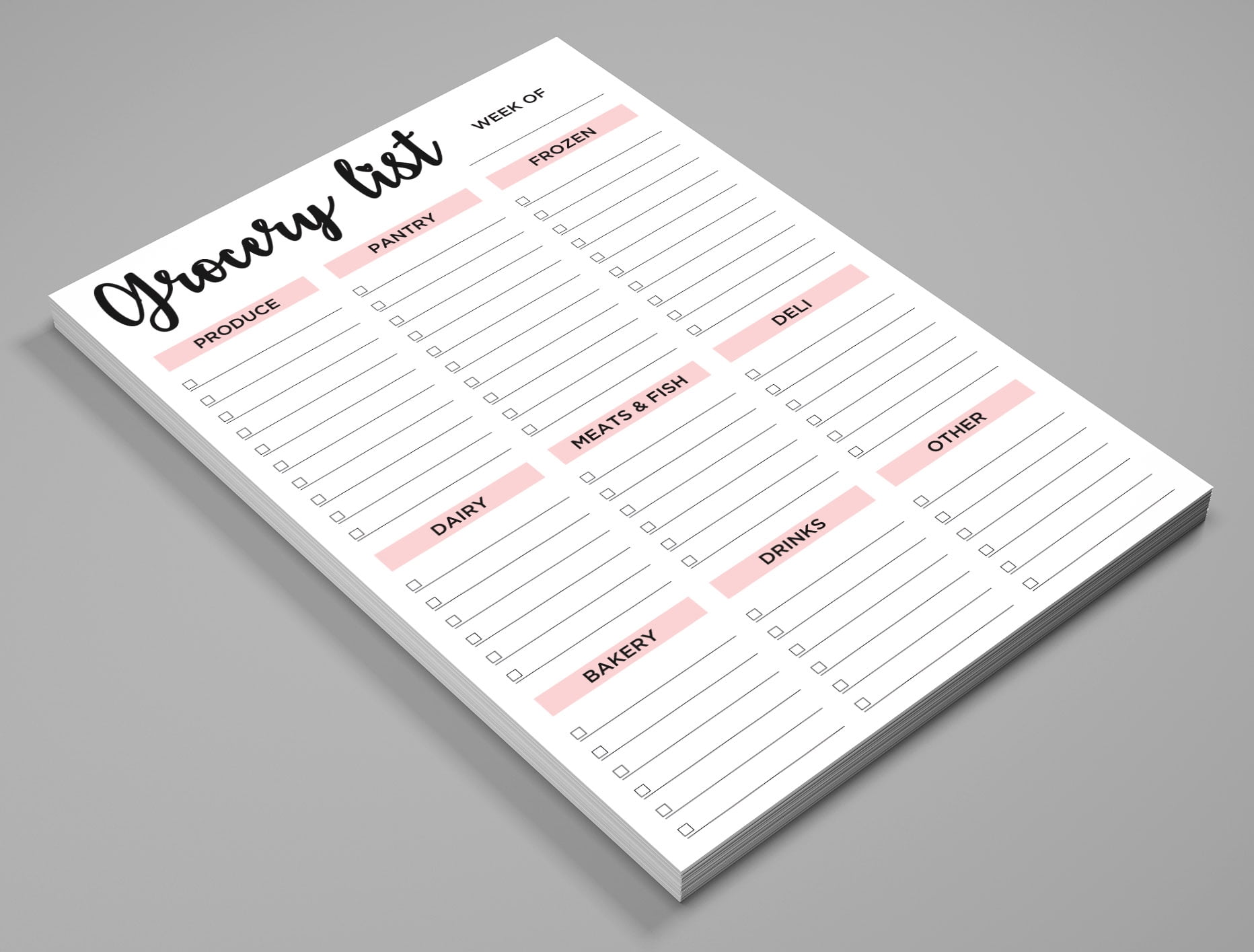 Inkdotpot Grocery List Notepad 6 x 9 inches Magnetic Note pad with Printed Shopping List Items and Blank Grocery Shopping Spaces , 54 Page Weekly Grocery Shopping Planner