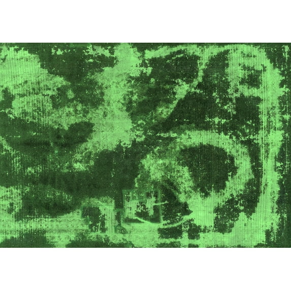 Ahgly Company Indoor Rectangle Abstract Green Modern Area Rugs, 5' x 7'