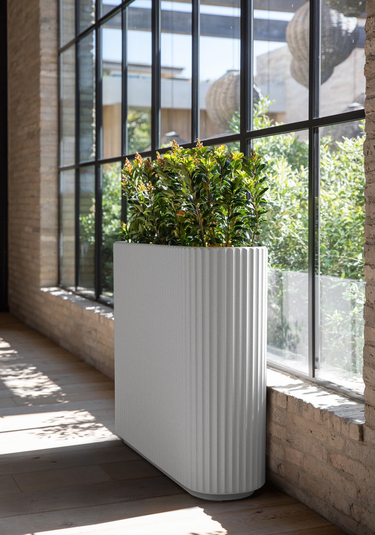 Veradek Demi Series Span 36" Plastic-Stone Planter - (White)