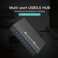 thumbnail image 4 of Concentrador Sincronización Datos Alta Velocidad USB 3.0 de 10 Puertos Metal, Cargador Rápido, Divisor con Adaptador Corriente de 12V 5A para Teléfono, Tableta, Enchufe de EE. UU., 4 of 5
