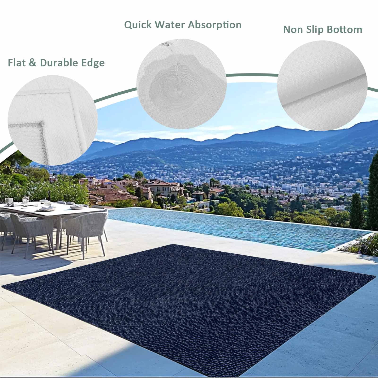Fsddascl Solid Dark Blue Outdoor Rug for Patio/Deck/Porch, Non-Slip Large Area Rug 4 x 6 Ft, Minimalism Abstract Denim Texture Indoor Outdoor Rugs Washable Area Rugs, Reversible Camping Rug Carpet