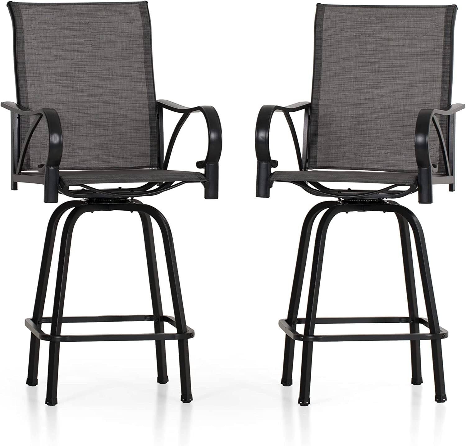 ZXNYH Patio Swivel Bar Stools Set of 2, Outdoor Bar Height Patio Stools