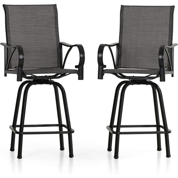 ZXNYH Patio Swivel Bar Stools Set of 2, Outdoor Bar Height Patio Stools