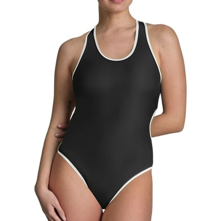 CAIVO Women Swimwear Sexy Conservative Backless Solid Color Sports Swimsuit Bikini Boho Beach Vacation Summer Swim Wear