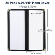 WeChef 30 pack 4.25x11 Restaurant Menu Book Covers 4 Page 8 View Book Style for Cafe Hotel Bar Black