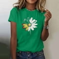 thumbnail image 5 of Women's Daisy Floral Tops Crewneck Short Sleeve Casual Summer T Shirts Flower Print Loose Fit Tees (M, Green 2), 5 of 5