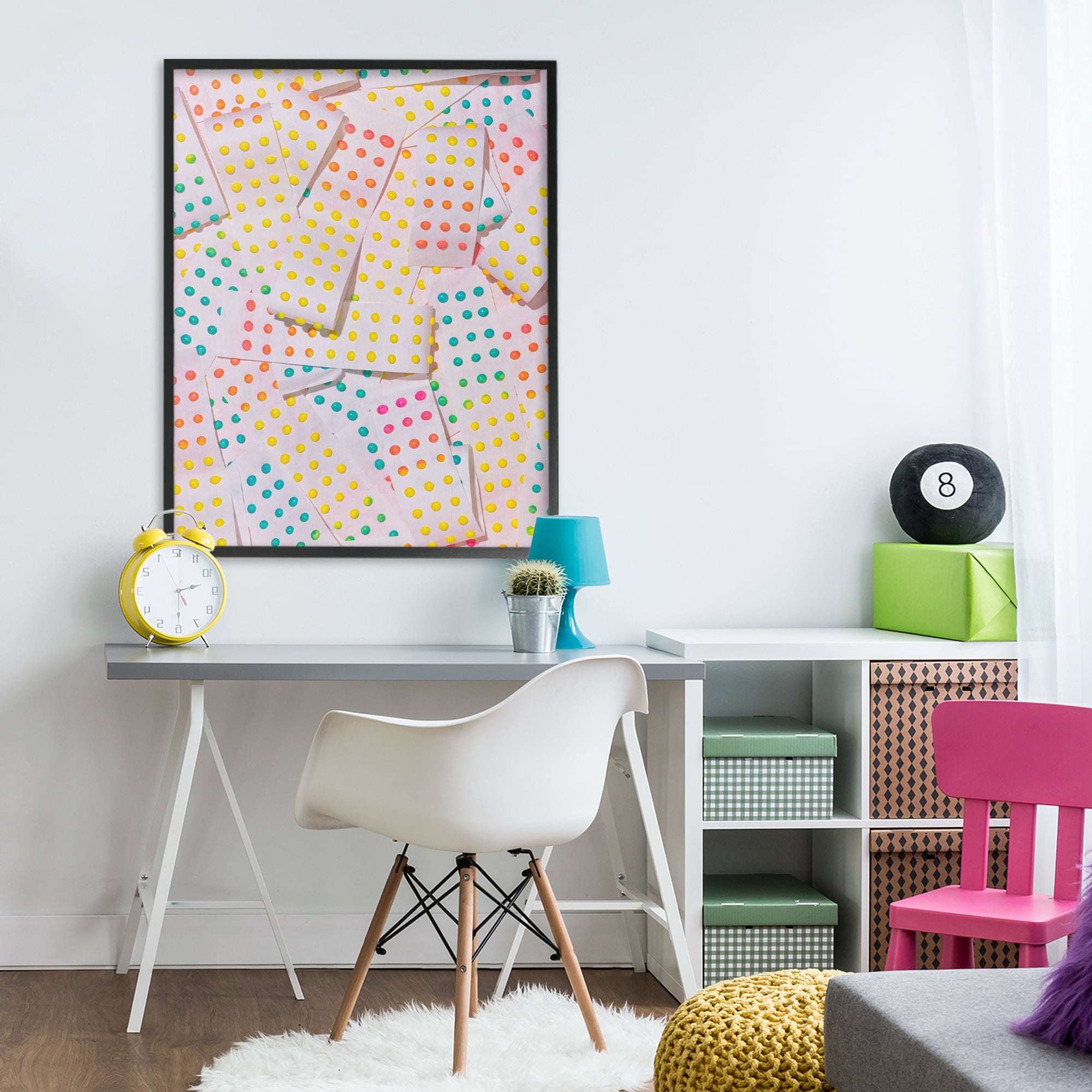 Stupell Industries Retro Color Candy Dots Black Framed Giclee Art, design by LISH Creative
