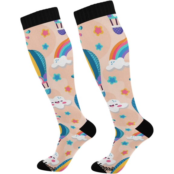 FREEAMG Tie Dye Compression Socks for Women and Men, 1 Pair