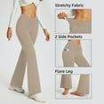 thumbnail image 2 of BALEAF Womens Pants Flare Leggings Bootcut Yoga Pants Crossover High Waist Workout Casual Trendy Pants with Pockets Beige 29" 2XL, 2 of 6