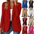 thumbnail image 2 of Fashion Solid Color Long Sleeve Blazer Simple Office Ladies Loose Cardigan Coat, 2 of 8