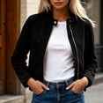 thumbnail image 7 of Faux Suede Zip-Up Cropped Jackets For Women Fall Collared Long Sleeve Trendy Casual Loose Coats With Pockets S-XXL, 7 of 7