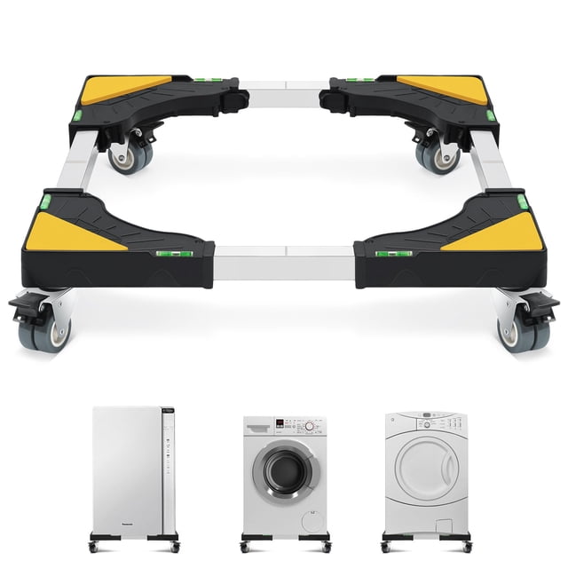 W B D WEIBIDA Rouleau Mobile avec 4 Roues Verrouillables, Support de Réfrigérateur Mini Réglable pour Meubles, Chariot de Laveuse pour Appareils Portables