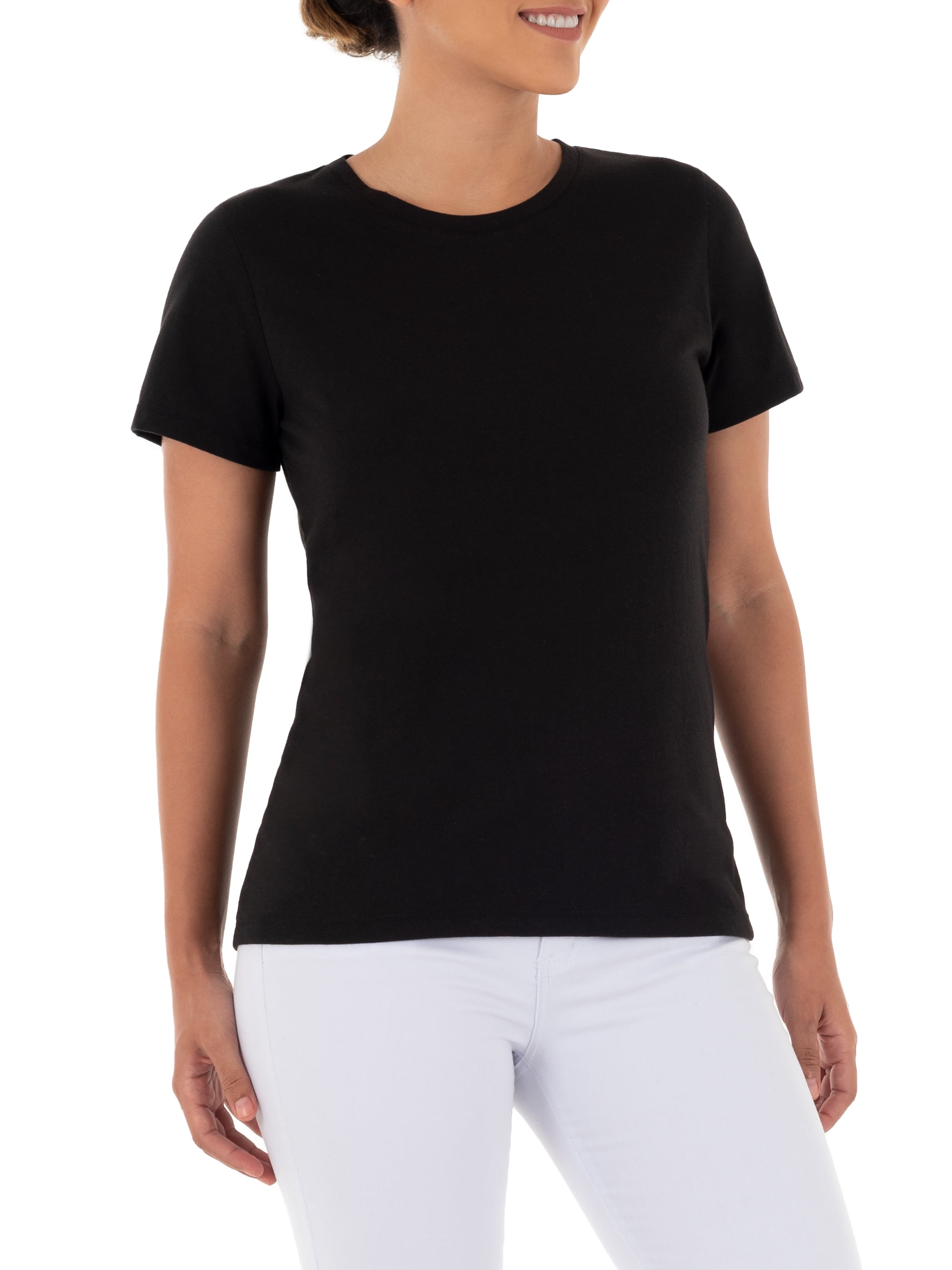 Time and Tru Women's Crewneck Tee with Short Sleeves, 2-Pack, Size XS-XXXL