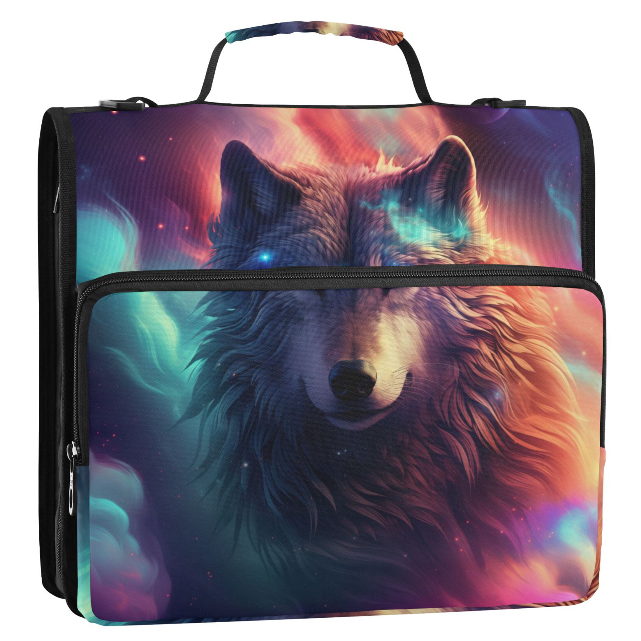 ALAZA Zipper Binder Bag Cool Wolf 3 Ring File Folder Binder Organizer Bag