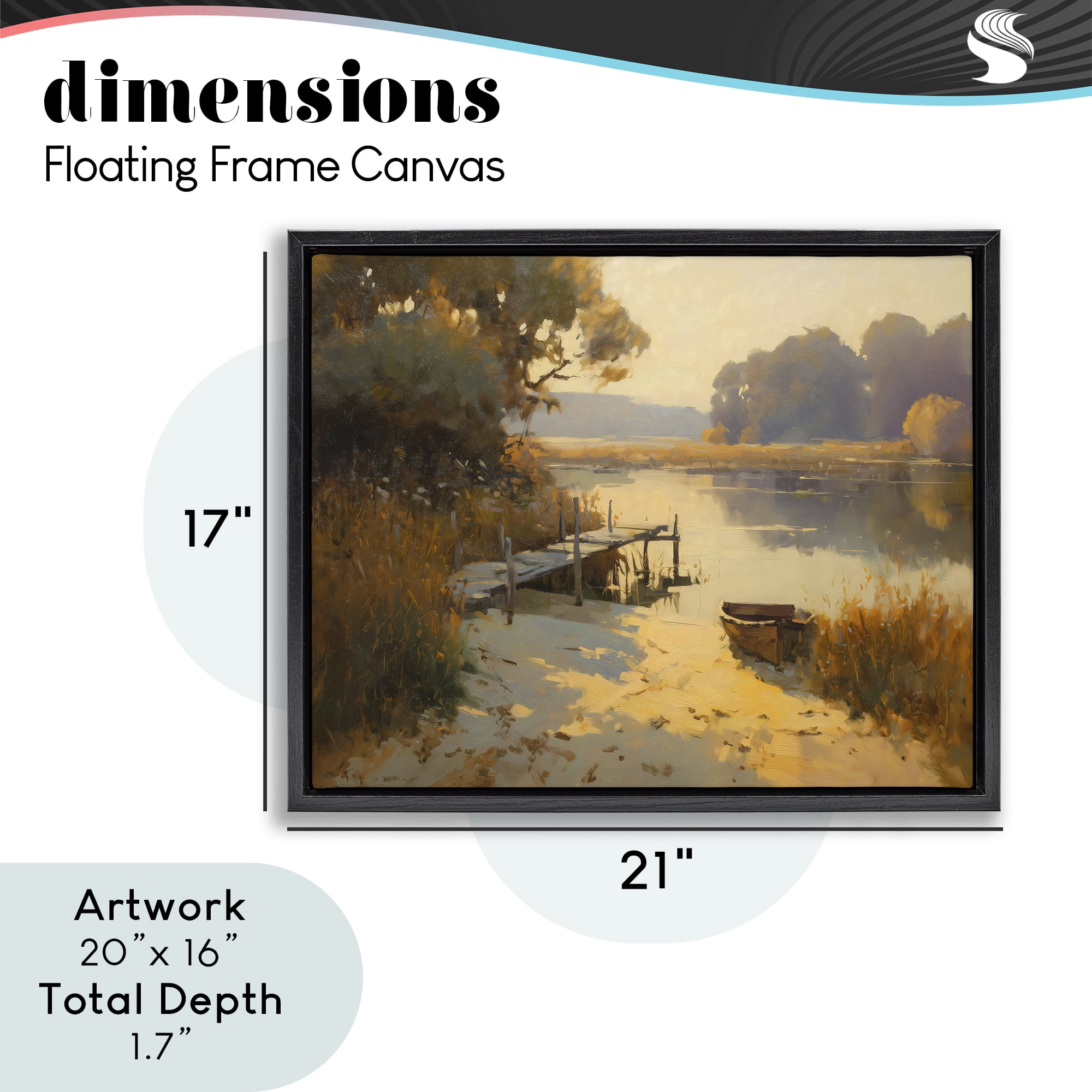 Golden Hour in Autumn Black Framed Floater Canvas Wall Art, design by Arlington Prints