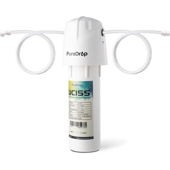 Puredrop UC15S Water Filter Under Sink for Drinking Water, 10K Gallons Capacity, Reduces Chlorine, Odor, Bad Taste, Heavy Metals, and Sediment, DIY Installation, Fast Flow