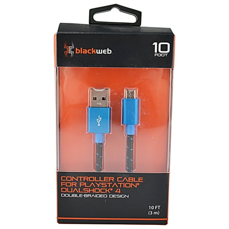 Blackweb 10 ft. Sync & Charge Cable with PS4 Braided Micro USB Connector
