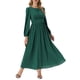 thumbnail image 4 of INSPIRE CHIC Vestidos de Mujer Cuello Redondo Mangas Largas de Linterna Vestido Maxi Formal de Chifón S Verde Oscuro, 4 of 6