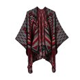 thumbnail image 1 of Hamky Coats for Women Fall Jacket Women's Shawl Wrap Patterns Printed Open Front Knitted Winter Thick Cardigans Sweater Ruana Cape Zip Up Jackets for Women Womens Jackets Casual Red One Size, 1 of 6