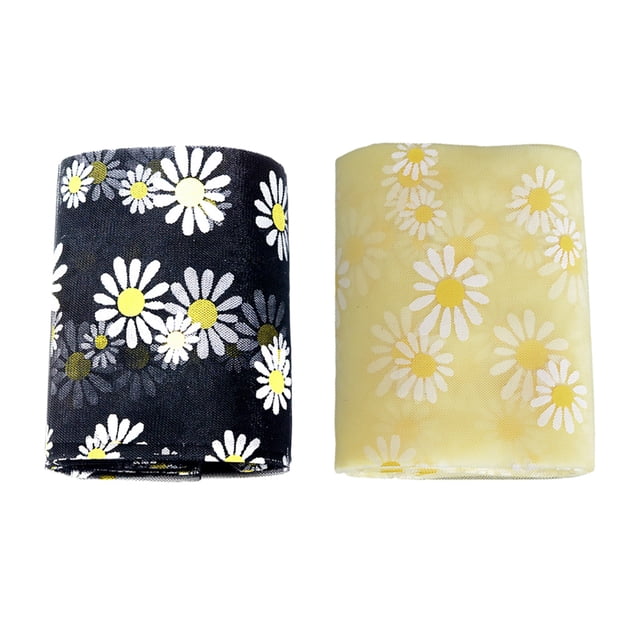 Tela de encaje con forma de flor de shamjina de 5 metros Amarillo + negro