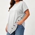 thumbnail image 6 of Yourumao Women's Plus Size Tops Asymmetrical Hem Short Sleeve Tunics with Button V Neck Loose Casual Blouses for Summer Outdoor, 6 of 6