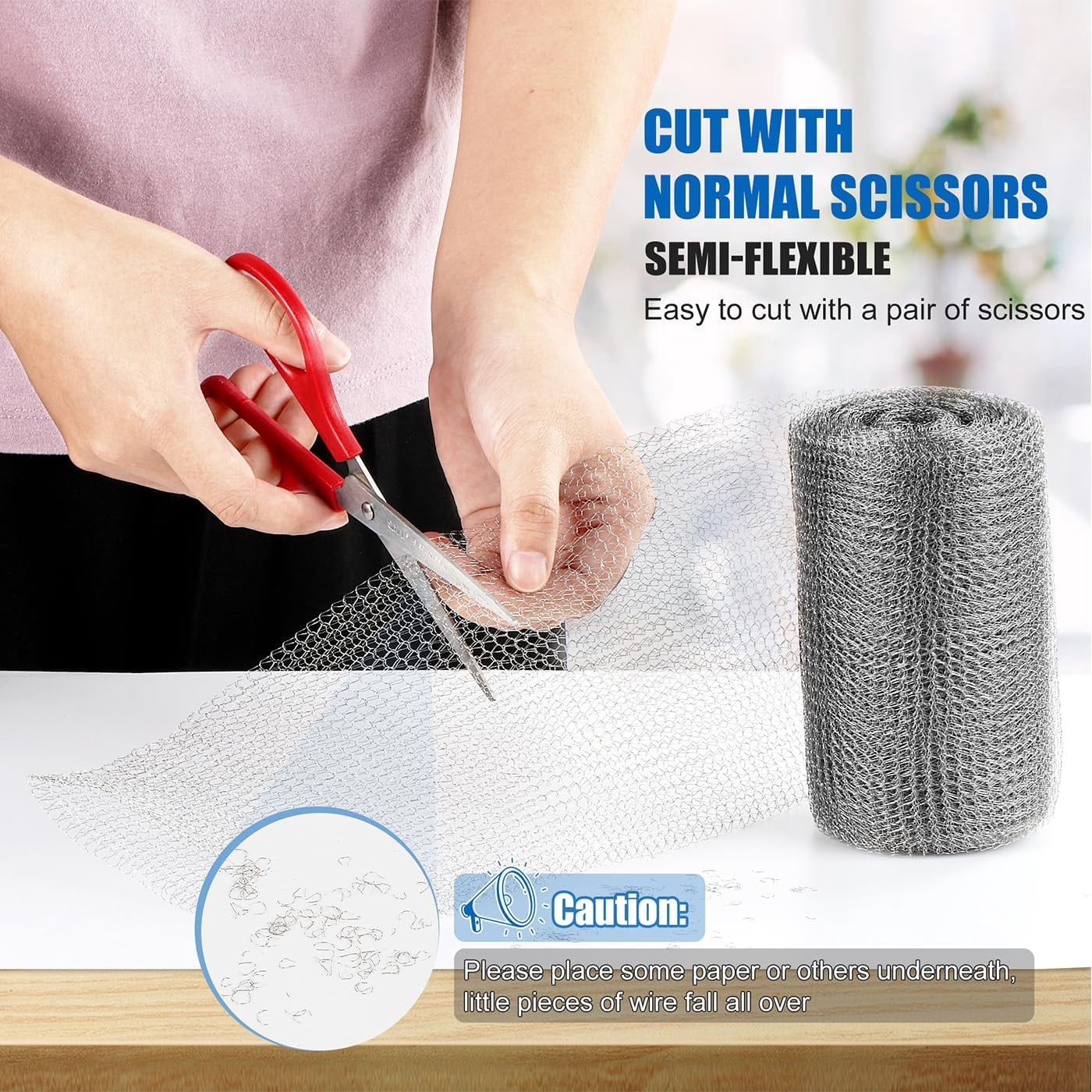 2 Pcs Stainless Steel Mesh Roll Wire, Mesh Hole Fill Fabric Mesh Gap Blocker, Flexible Woven Mesh for Garden House and DIY Project Accessories( 5" x 20 ft )