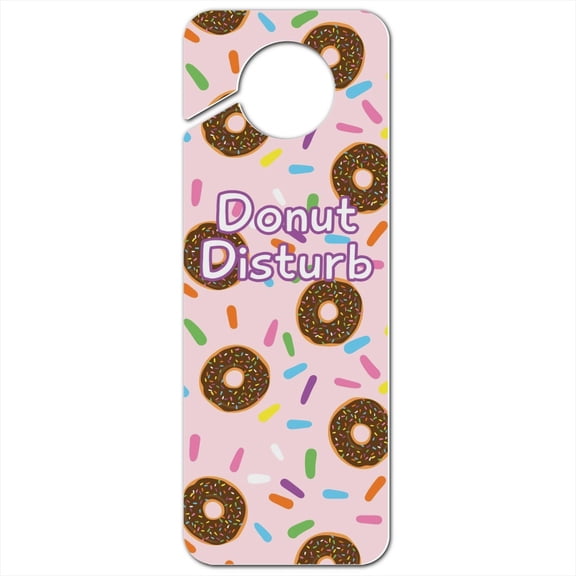 Cute Donut with Sprinkles Chocolate Icing Plastic Door Knob Hanger Sign