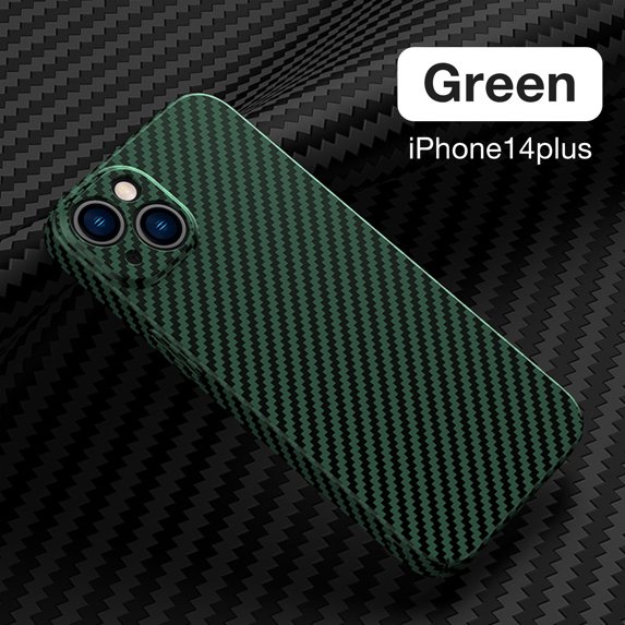 SaniMore for iPhone 14 Plus 6.7" 2022 Slim Case, Carbon Fiber Support Wireless Charging Shockproof Anti-drop Lens All-inclusive Heavy Duty Protective Anti-fingerprint Magnetic Case, Green