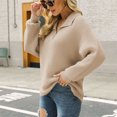thumbnail image 6 of Honeeladyy Women's Casual Fashion Long-Sleeved Color Turn-down Sweater Loose Pullover Lapel Sweater, 6 of 9