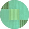 thumbnail image 1 of Ahgly Company Indoor Round Abstract Turquoise Blue Modern Area Rugs, 6' Round, 1 of 4