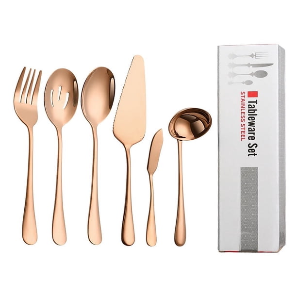 Juego de vajilla de acero inoxidable para uso público, juego de seis piezas, cuchara, tenedor, colador, cuchillo para mantequilla y pala para pasteles