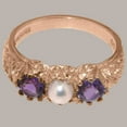 thumbnail image 4 of LBG British Made 10k Rose Gold Cultured Pearl & Amethyst Womens Statement Ring - 33 size options - Size 9.25, 4 of 7