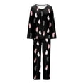 thumbnail image 4 of qolati Womens 2 Piece Pajama Sets Floral Print Long Sleeve Tops with Wide Legs Pants Sleepwear Matching Outfits Comfortable Soft Loungewear Pjs Suits, 4 of 5