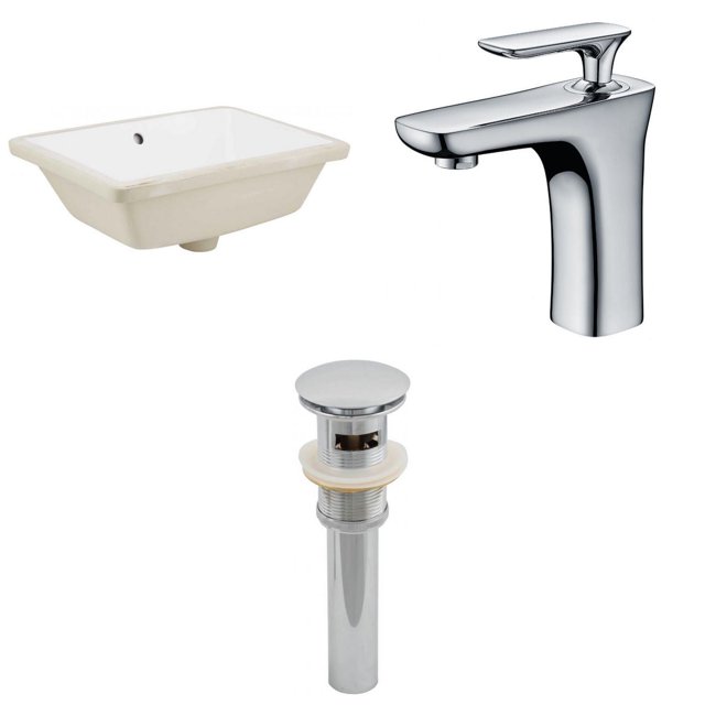 18.25-in. W CUPC Rectangle Bathroom Undermount Sink Set In White - Chrome Hardware - Overflow Drain Incl. AI-12969