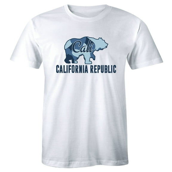 California Bear White Cali Souvenir State Map Republic CA Men's T-Shirt