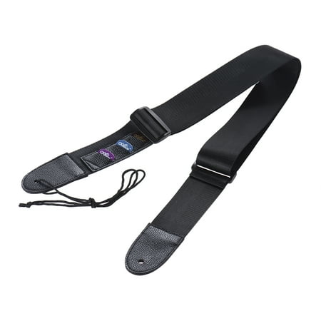 Adjustable Guitar Shoulder Strap Nylon Belt Synthetic Leather Ends with 3 Small Pockets and 3pcs Guitar Picks for Acoustic Folk Classic Electric Guitars