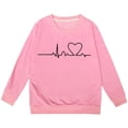 thumbnail image 3 of Tisuna Kids Girls Long Sleeve Sweatshirts Lightweight Crewneck Heart Print Tops Children Going Out Street Fall Outfits Size 6-7 Years Pink, 3 of 3